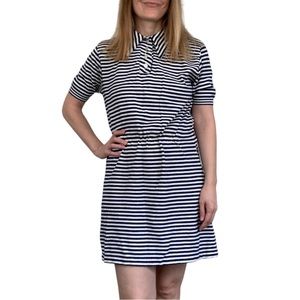 Nautical Stripe Dress White Blue Casual 70s S